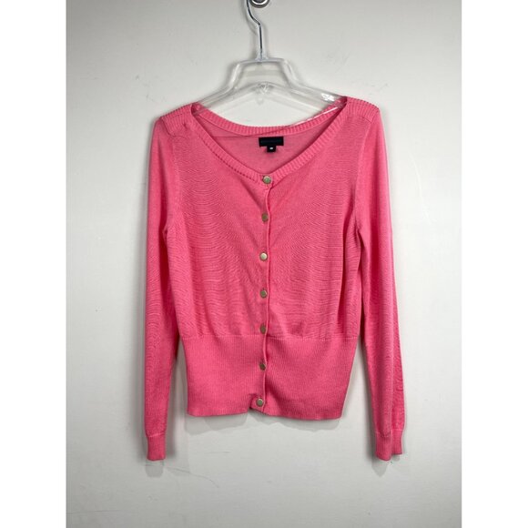 Worthington Sweater Cardigan Womens L Button Up Coral Lightweight Gold Buttons - Picture 1 of 7